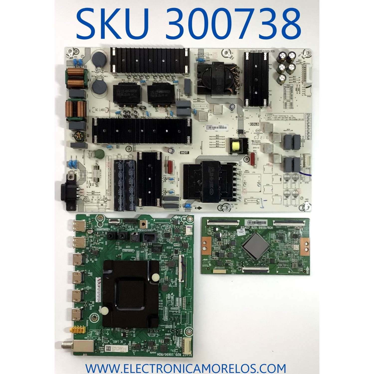 KIT DE TARJETAS PARA TV HISENSE / MAIN 281780 / RSAG7.820.10690/ROH / 281781 / 75A53FUA / T-CON 283051 / RSAG7.820.9959/ROH / FUENTE 285064 / RSAG7.820.10689/ROH / 10689-D / PANEL HD750Y1U71-TAL2\S0\GM\ROH / DISPLAY HV750QUB-F90 / MODELO 75A6G 75A53FUA